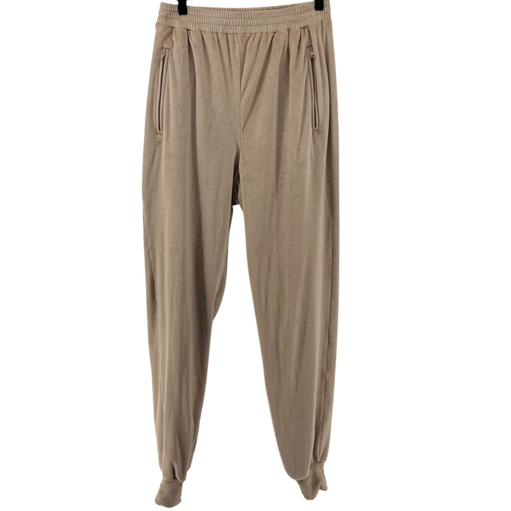 SKIMS Velour Jogger Women Small‎ Camel Tan High Waisted Zip Pocket Loungewear